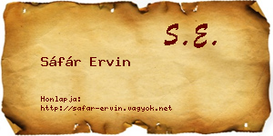Sáfár Ervin névjegykártya